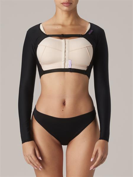 Kompressionsbolero mit langen Ärmeln, schwarz, Gr. XL